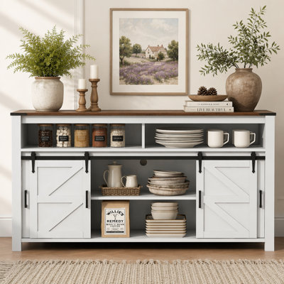 Armoire décorative, buffet avec porte de grange coulissante, buffet de ferme avec rangement ouvert pour le salon, le couloir, la cuisine, le bureau