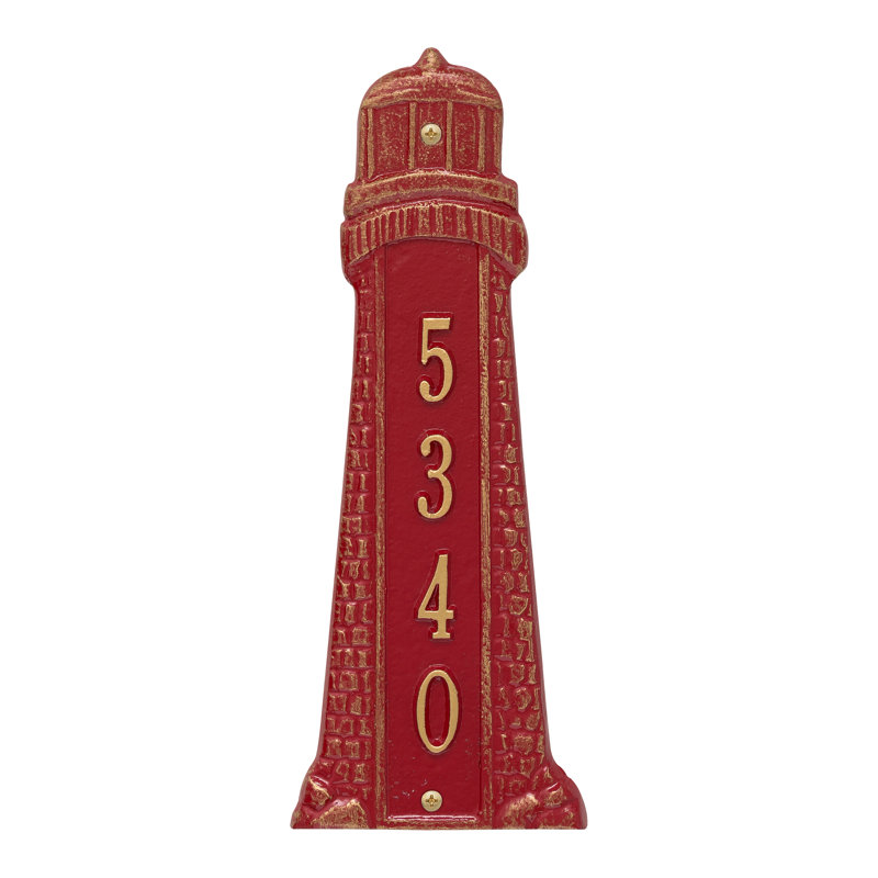 Panneau d'adresse de pelouse sur 4 lignes, Oui, Rouge et or