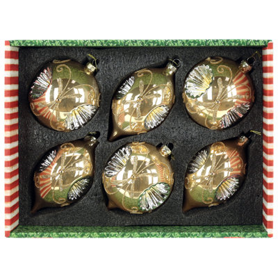 Scrolled Reflector Ornament, Box Of 6 - 4 Inches