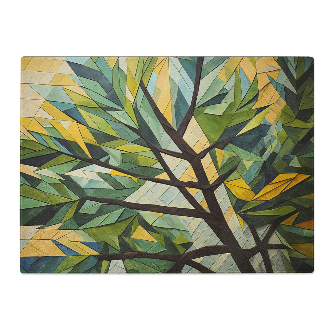 Pine Tree Geometric  Glass Chopping Board