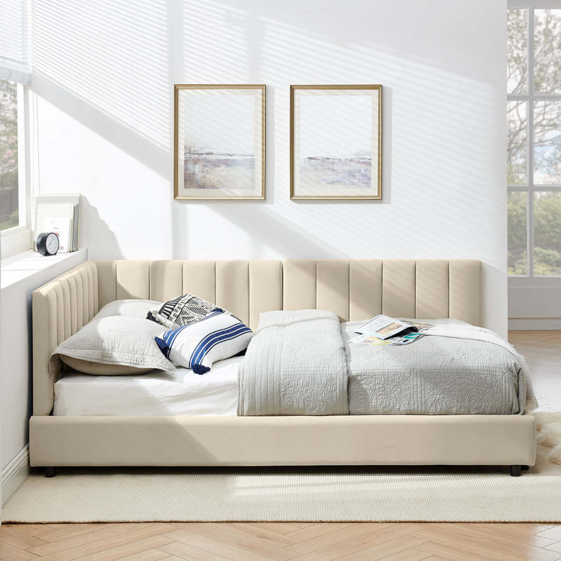 Upholstered Tufted Bed Frame, Sofa Bed Frame With Comfortable Backrest And Armrests, Bed For Bedroom, Living Room,Velvet
