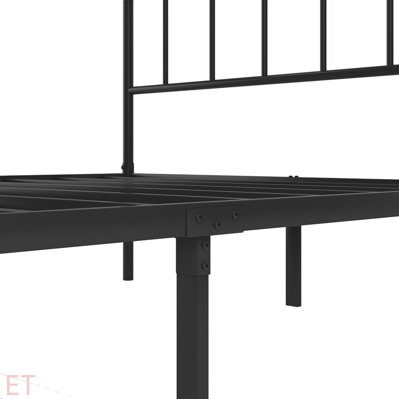 Structure de grand lit avec tête et pied de lit, structure de lit plateforme en métal, support à lattes entièrement en métal, rangement sous le lit, aucun sommier requis, assemblage facile