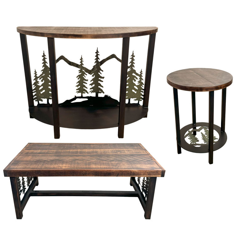 ENSEMBLE DE TABLE ARBRE 1-CAFÉ BRUN SIENNE / ARGENT BRUT, Brun / Noir