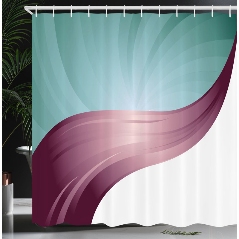 Ensemble de rideau de douche + crochets, H 75 po x l 69 po, Turquoise / blanc