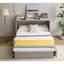 Armoire avec rangement, grand lit, matelas en mousse pliable et tiroirs surdimensionnés, lit escamotable, ensemble de prises et ports USB, lit escamotable pliant peu encombrant, gris
