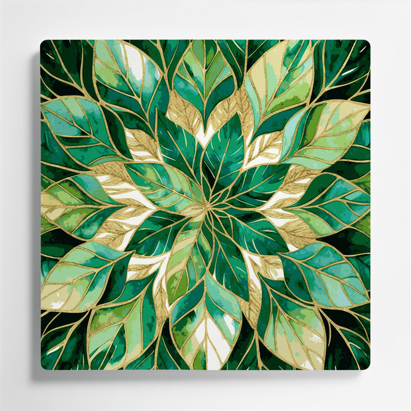 «Botanical Geometric Leaf», art mural en métal beige, H 12 po x l 12 po