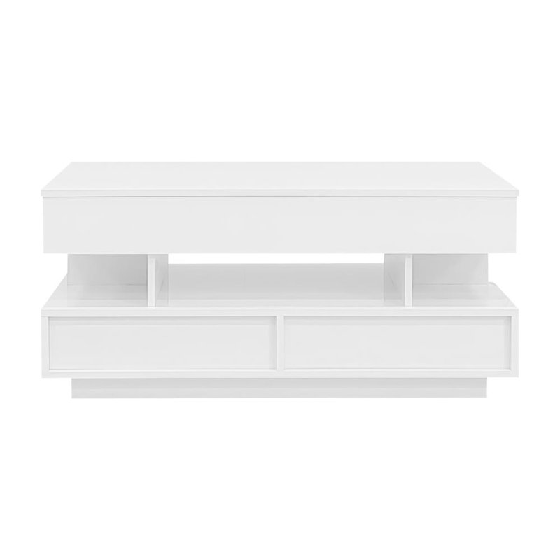 Table basse relevable avec rangement, 2 tiroirs, finition brillante pour le salon