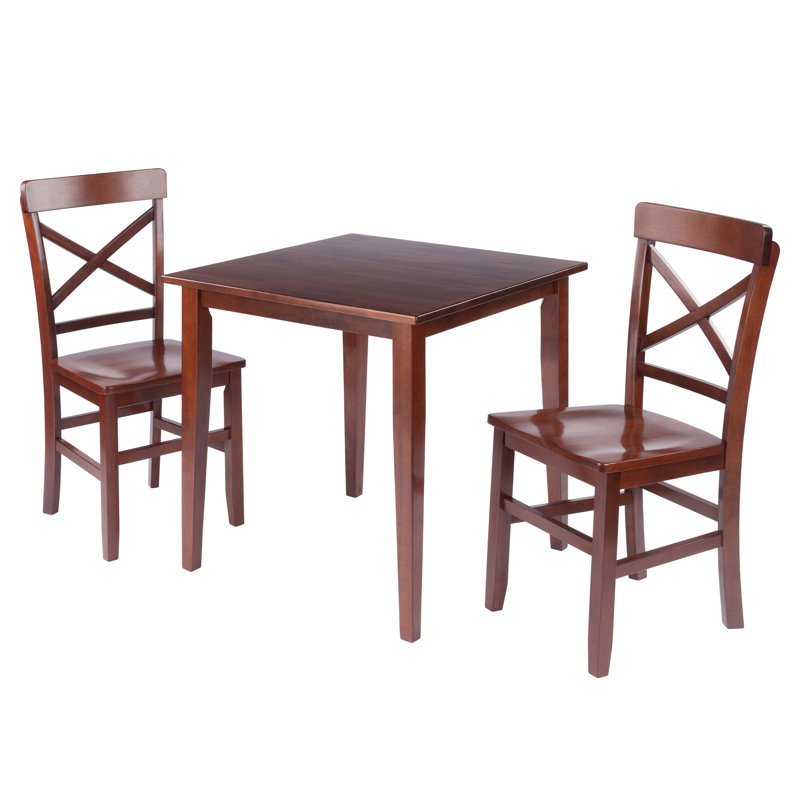Chadwell Set Dining Table With X-back Chairs, Walnut, 3 Pieces: Table, 2 Chairs