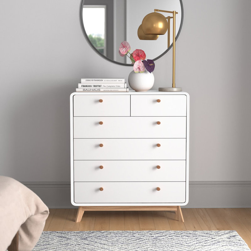 Commode 6 tiroirs Jhania, Blanc