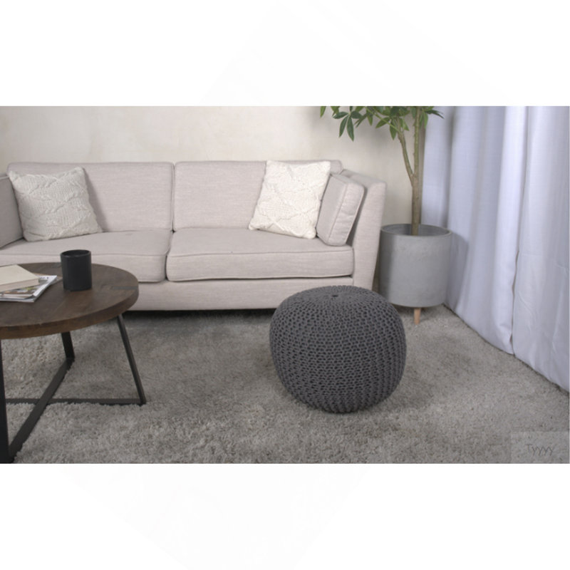 Pouf rond en coton Bordeaux Bordeaux, Gris