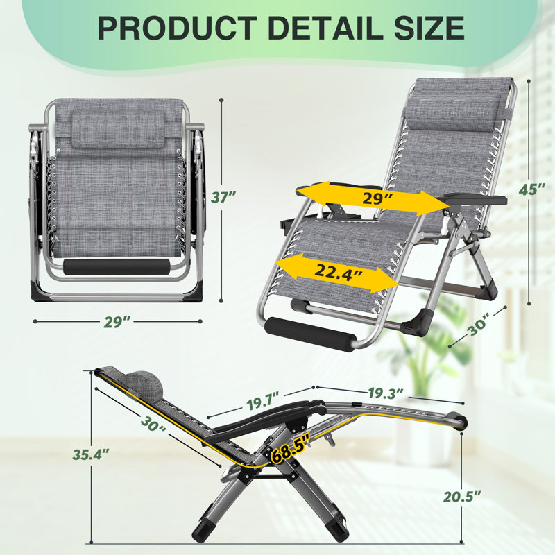 Fauteuil très grand pliable Bucero, Gris fossile