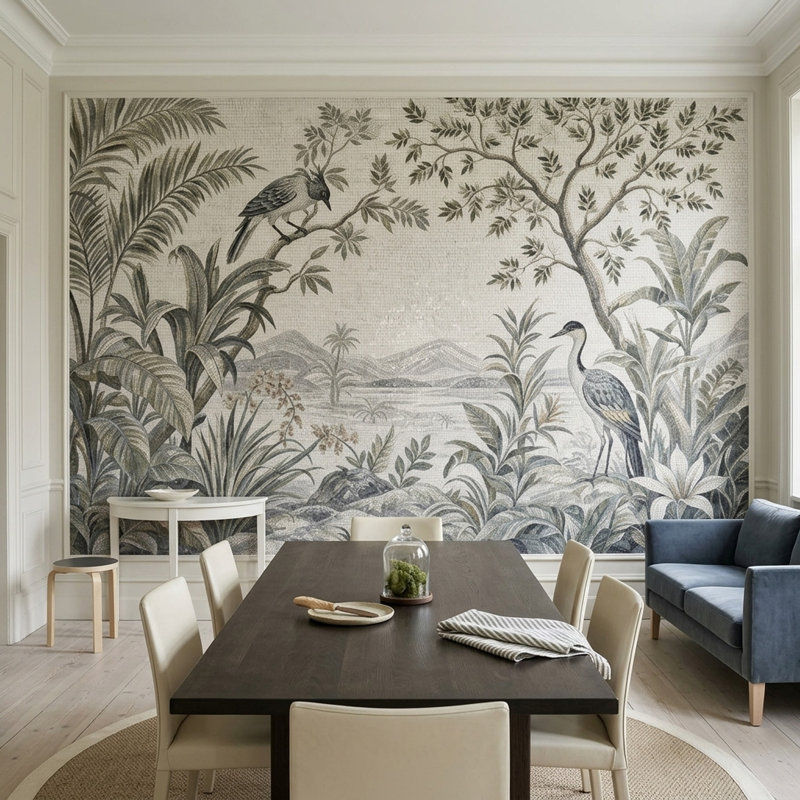 Décoration murale botanique amovible, 140 po x 108 po, Texturé non collé