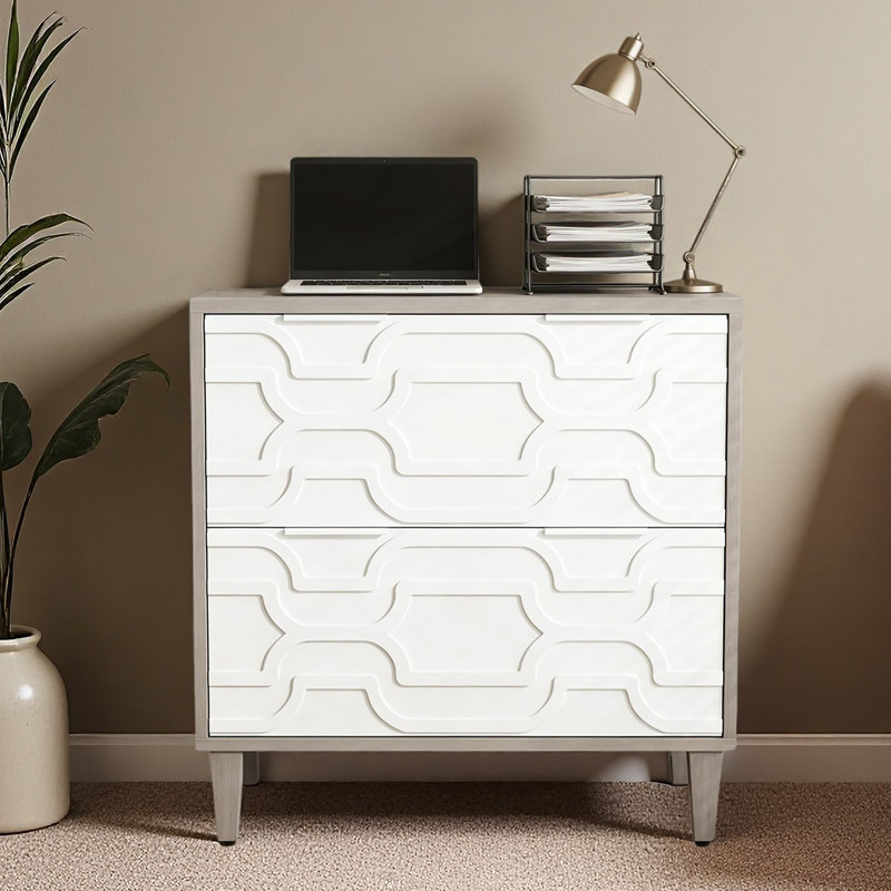 Armoire de rangement en bois, classeur avec tiroir, Gris