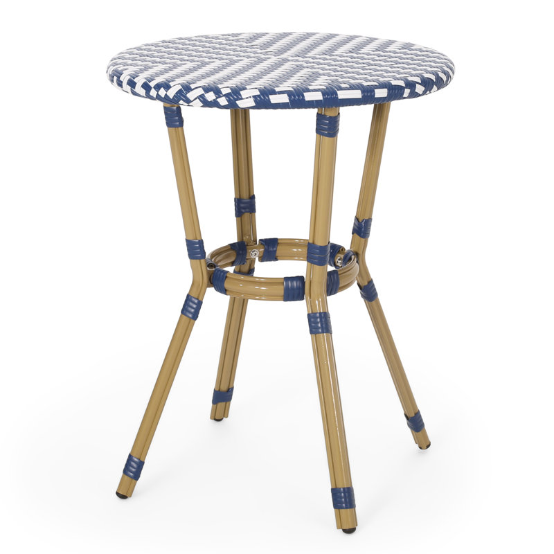 Table bistro en osier, Bleu marine et blanc