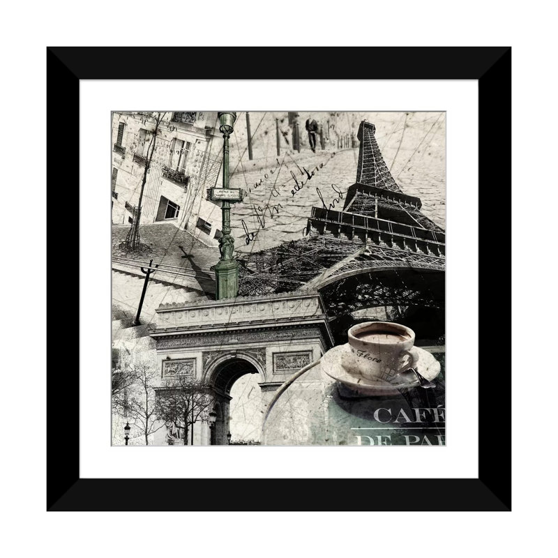 Paris par GraphINC - impression sur toile tendue, H 16 po x l 16 po x P 1 po, Papier d'art encadré noir