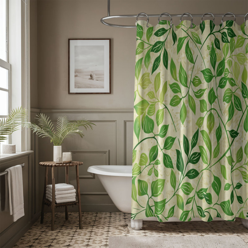 New Leaves - Rideau de douche Premium, H 74 po x l 71 po