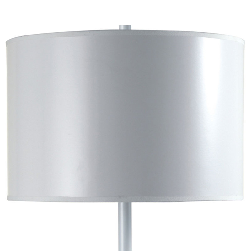 Lampe de table haute 25 po avec abat-jour rond en métal blanc