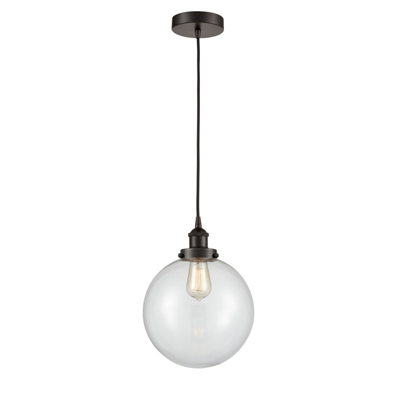 Edison Mini Globe Pendant Light in Matte Black with Clear Shade
