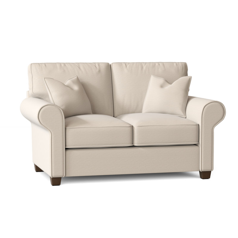 Putney 65" Rolled Arm Loveseat, Bayou Natural Washable Canvas