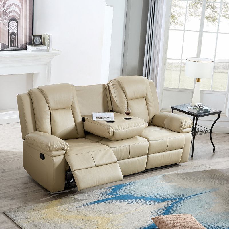Canapé inclinable en cuir Legend Air, Similicuir beige