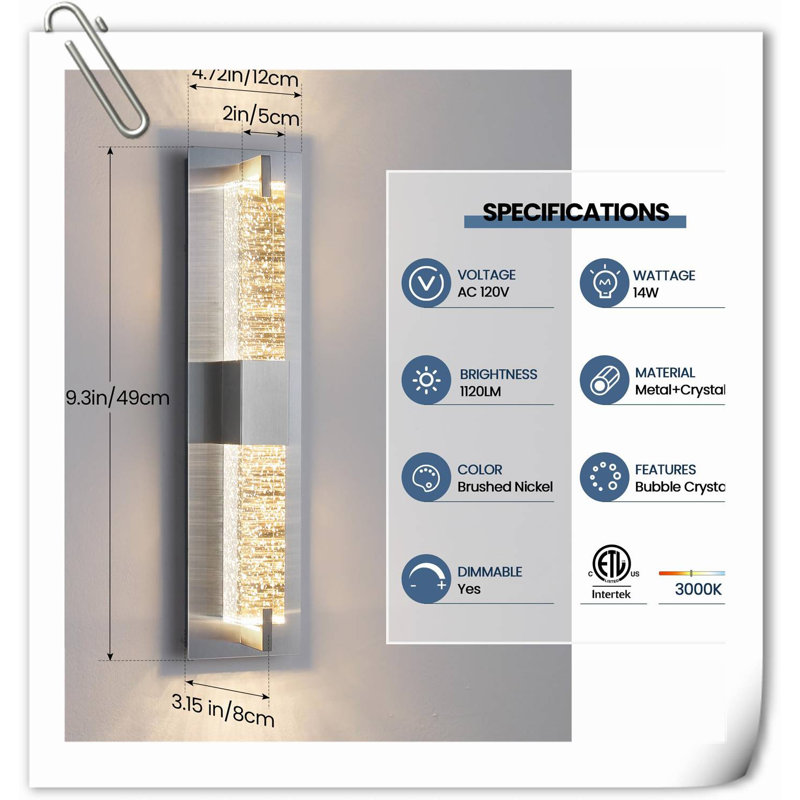 Kietzman LED Wall Light, Nickel
