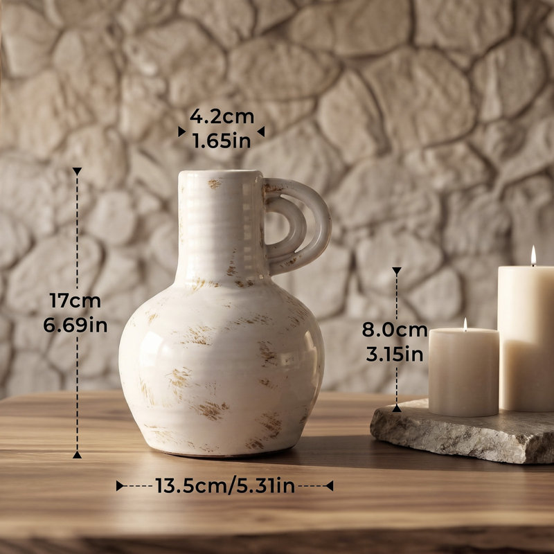 Vase en céramique beige rustique Dowan