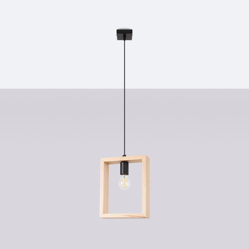 1 - Light Stainless Steel Pendant, Natural Wood