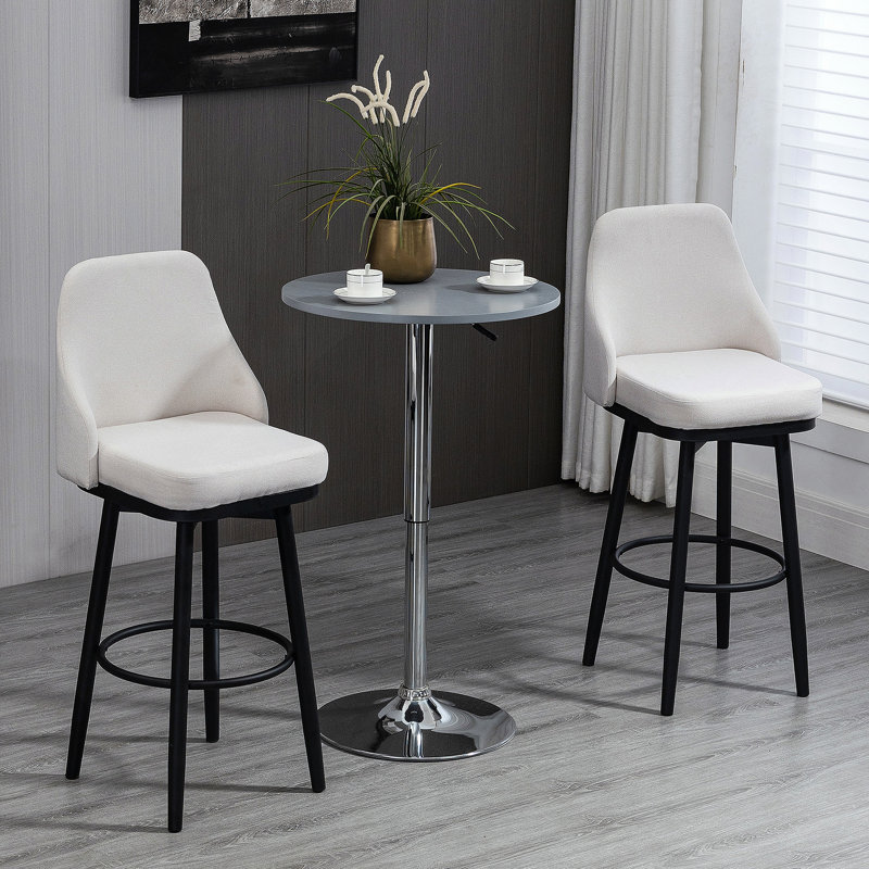 Ensemble de 2 tabourets de bar, tabourets de bar pivotants à 360 ° modernes, chaises de cuisine rembourrées d'une hauteur de siège de 29,5 pouces avec pieds et repose-pieds en acier, blanc crème