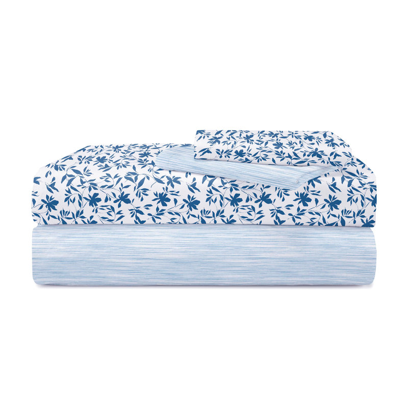 Southern Tide Botanical Floral Twin Navy Sheet Set, Twin Sheet Set with 1 Pillowcase