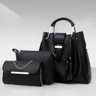 Backpack Womens Purse And Handbag 3 Pcs Bag Set Tassel Tote Clutch Satchel Top Handle Shoulder Bag
