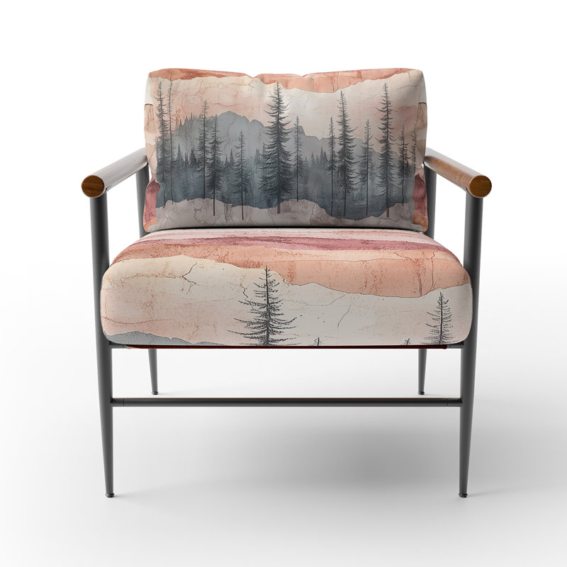Chaise d'appoint Abstract Landscape, Brown Round Arms