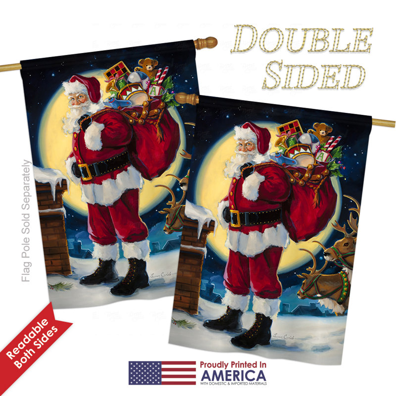 Moonlite en polyester 2 côtés 40 x 28 po santa drapeau de jardin