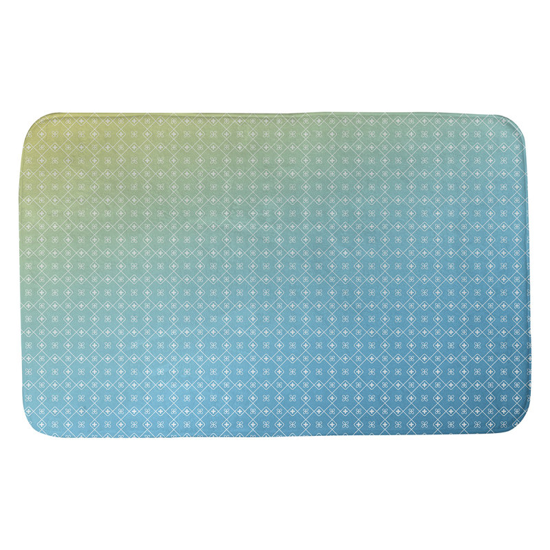 Bueschel Memory Foam Non-Slip Bath Rug, 17" W x 24" L, Blue/Yellow/Sky Blue