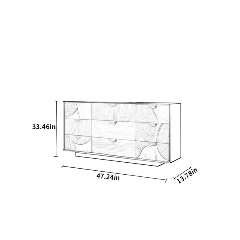 Buffet Italian Minimalist, H 33,46 po x l 47,24 po x P 13,78 po