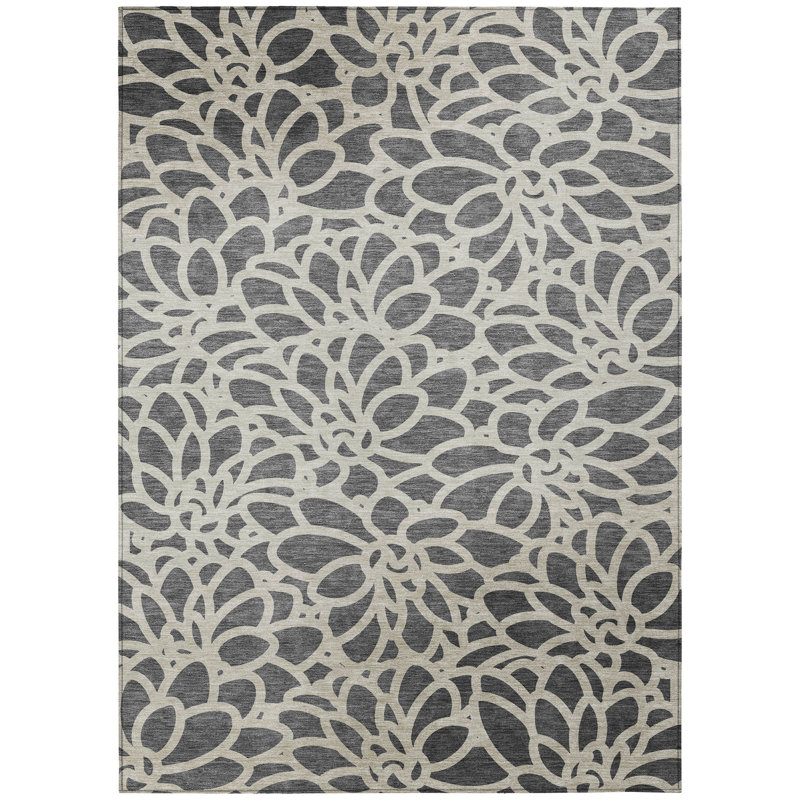 Machine Washable Indoor/Outdoor Lanphear ACN2412 Botanical Rug, Rectangle 10' x 14'