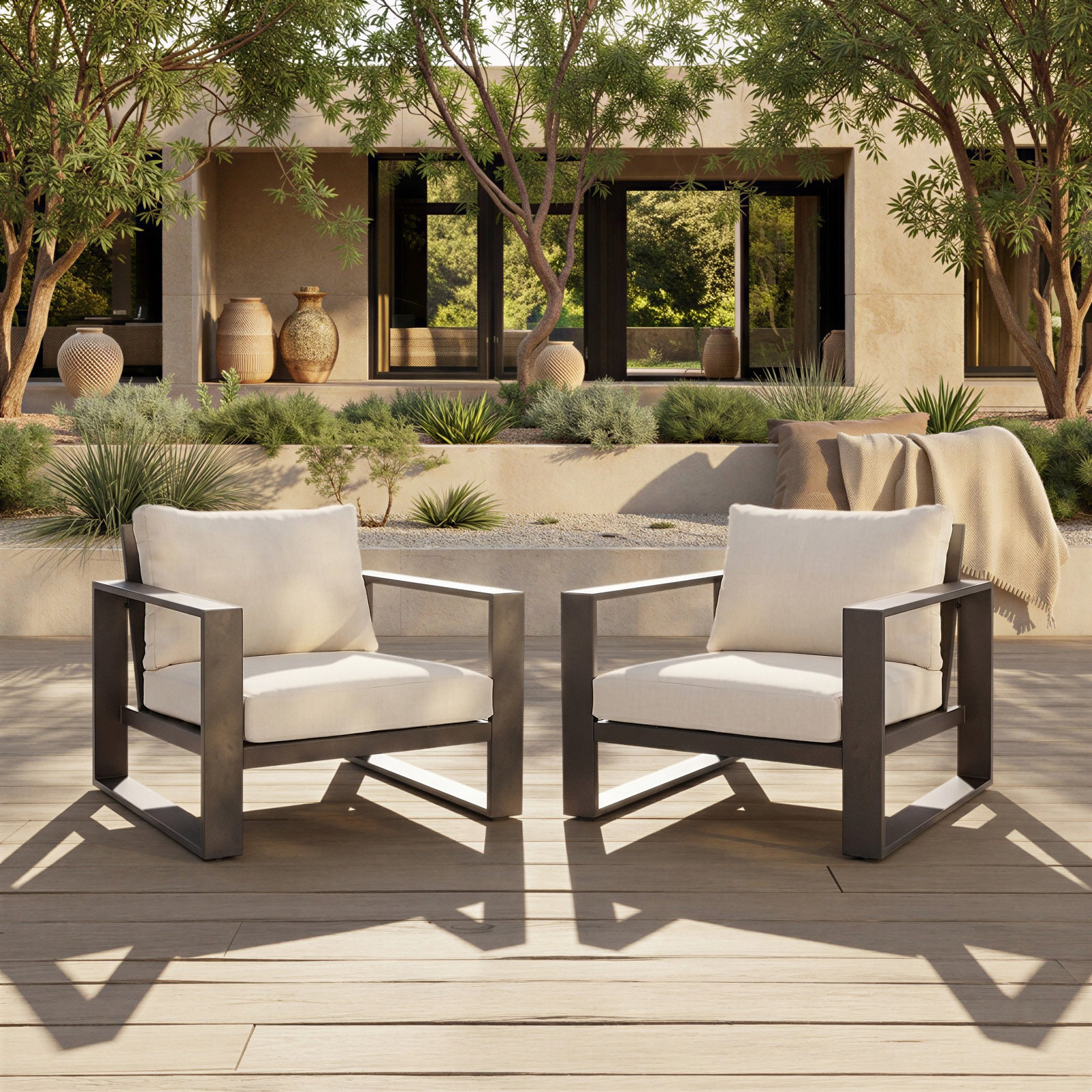 Dwyer Aluminum Outdoor Lounge Chairs, Brown