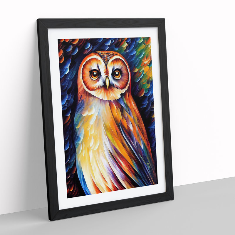 Portrait Of A Barn Owl No.1 - Single Picture Frame Print, 64cm H x 46cm W, Black