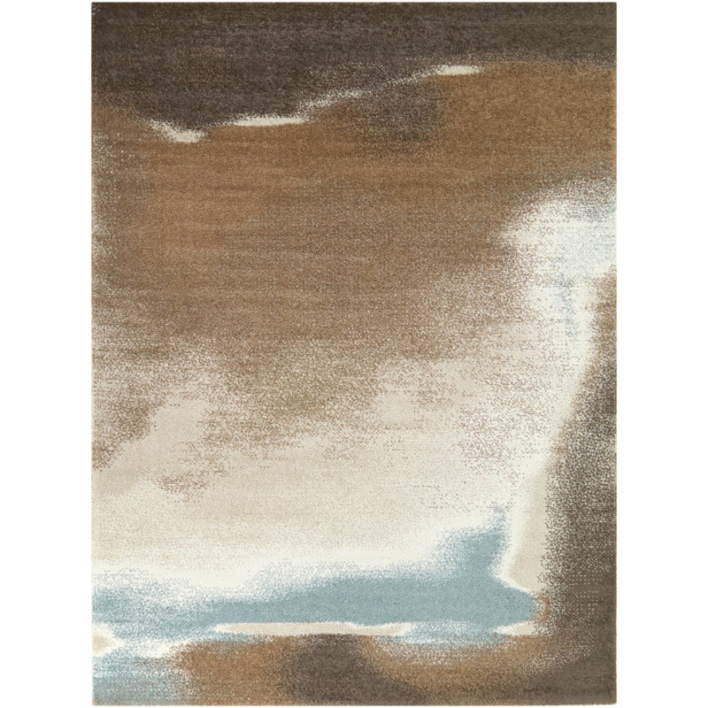 Turesson Brown Abstract Modern Area Rug, Rectangle 7'10" x 10'
