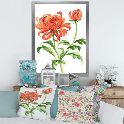 Fleur de chrysanthème orange rétro - peinture sur toile
