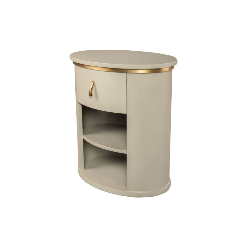 Aliyanah 60cm W Solid Wood Bedside Table, Light Grey