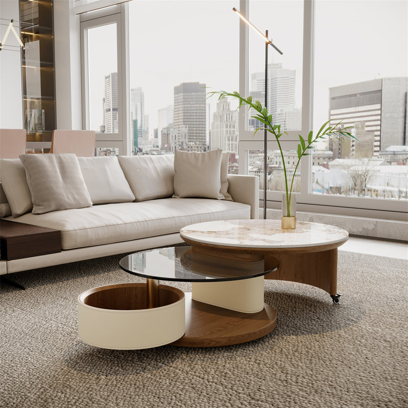 Ensemble de tables basses rondes avec rangement (table basse seulement)