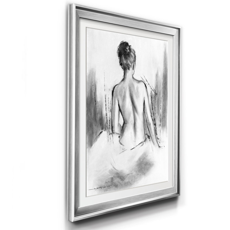Soft Silhouette VI - Cadre photo, reproduction d'art sur papier, Argent, H 18,5 po x l 24,5 po x P 1,5 po
