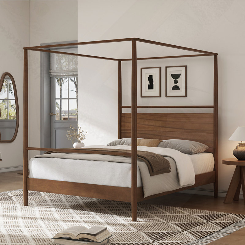 Wooden Canopy Bed Frame Four Posters Bed, King
