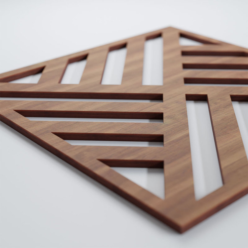 Allen Decorative Fretwork Wood Wall Panels, Walnut, 7 3/8"H x 7 3/8"W x 3/8"D
