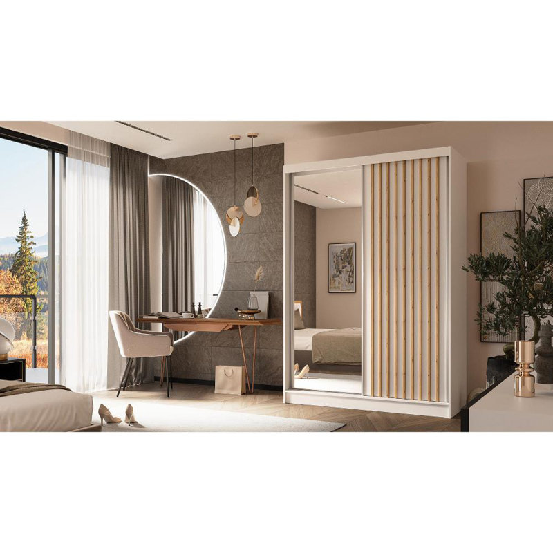 Ascher 2 Door Sliding Wardrobe, Beige