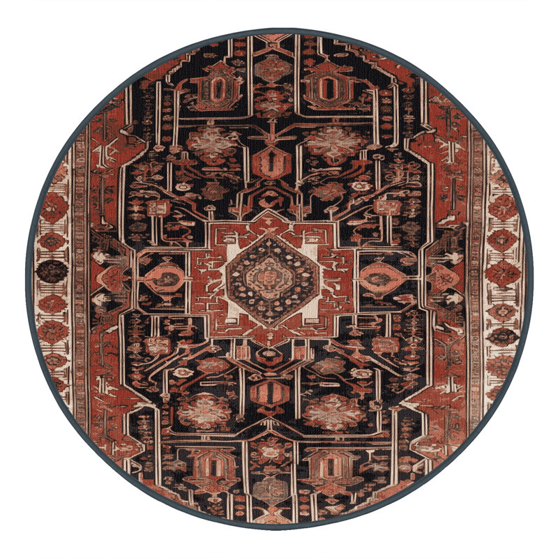 Tapis brun lavable à la machine, Rond 7 pi