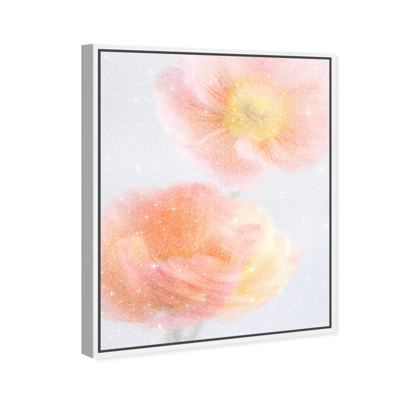 Hazy Camelias Print by Oliver Gal, 37"H x 46"W, White Floater Frame