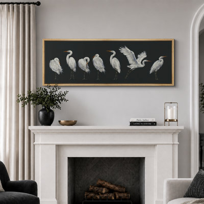 «Black Minimal Bird Illustration», impression moderne sur toile encadrée