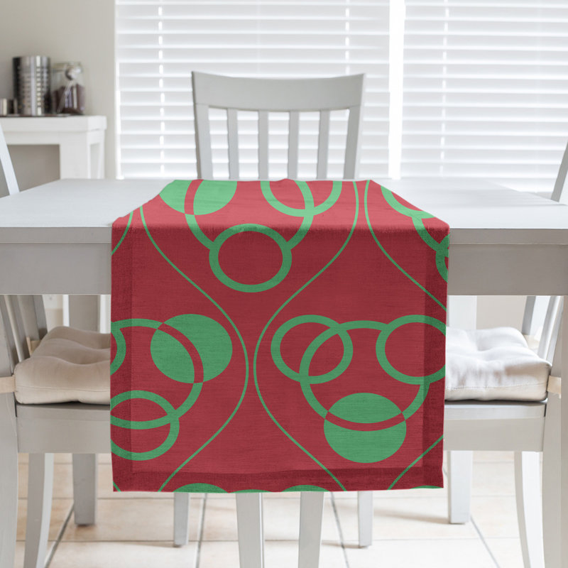 Chemin de table fêtest hol, L 72 po x l 16 po, Rouge / Vert, Polyester
