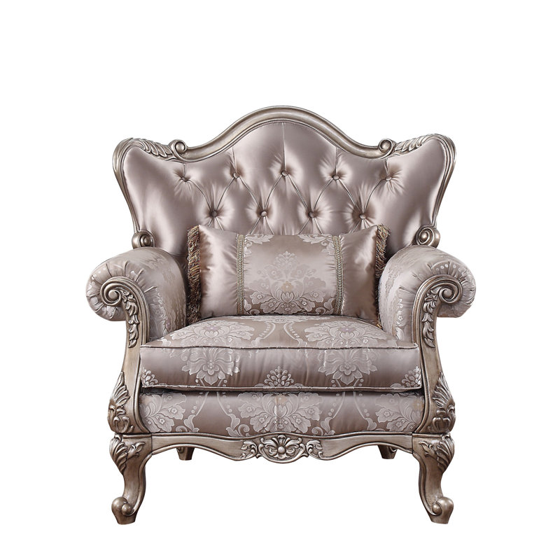 Chaise Jayceon en tissu et finition champagne avec coussin
